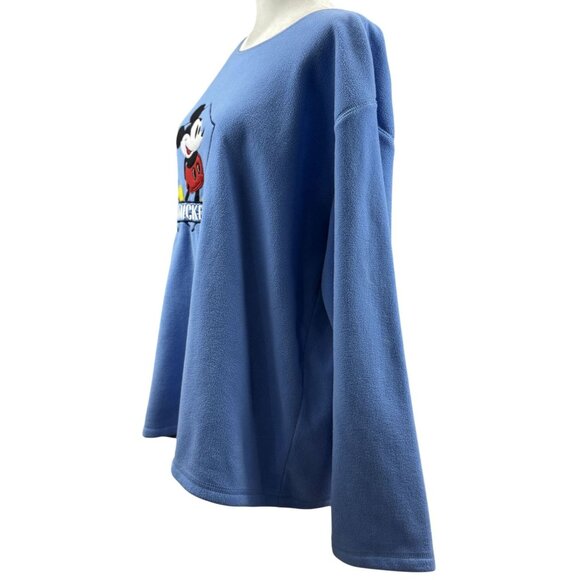 Disney Mickey Mouse Size XL Women's Blue Fleece Pullover Sweatshirt Casual Top - Picture 2 of 6